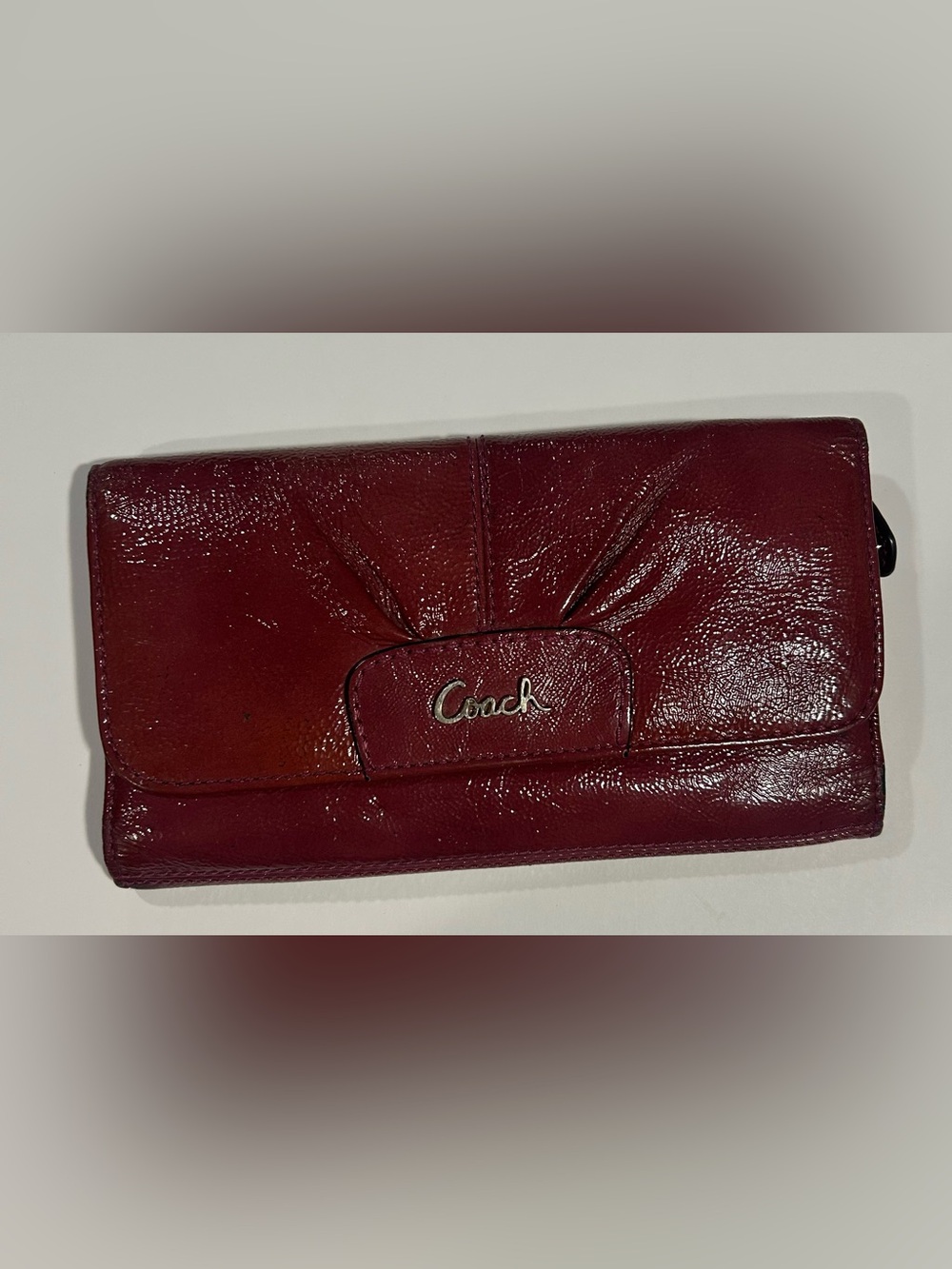 Coach Patent Leather Wallet in Deep Red